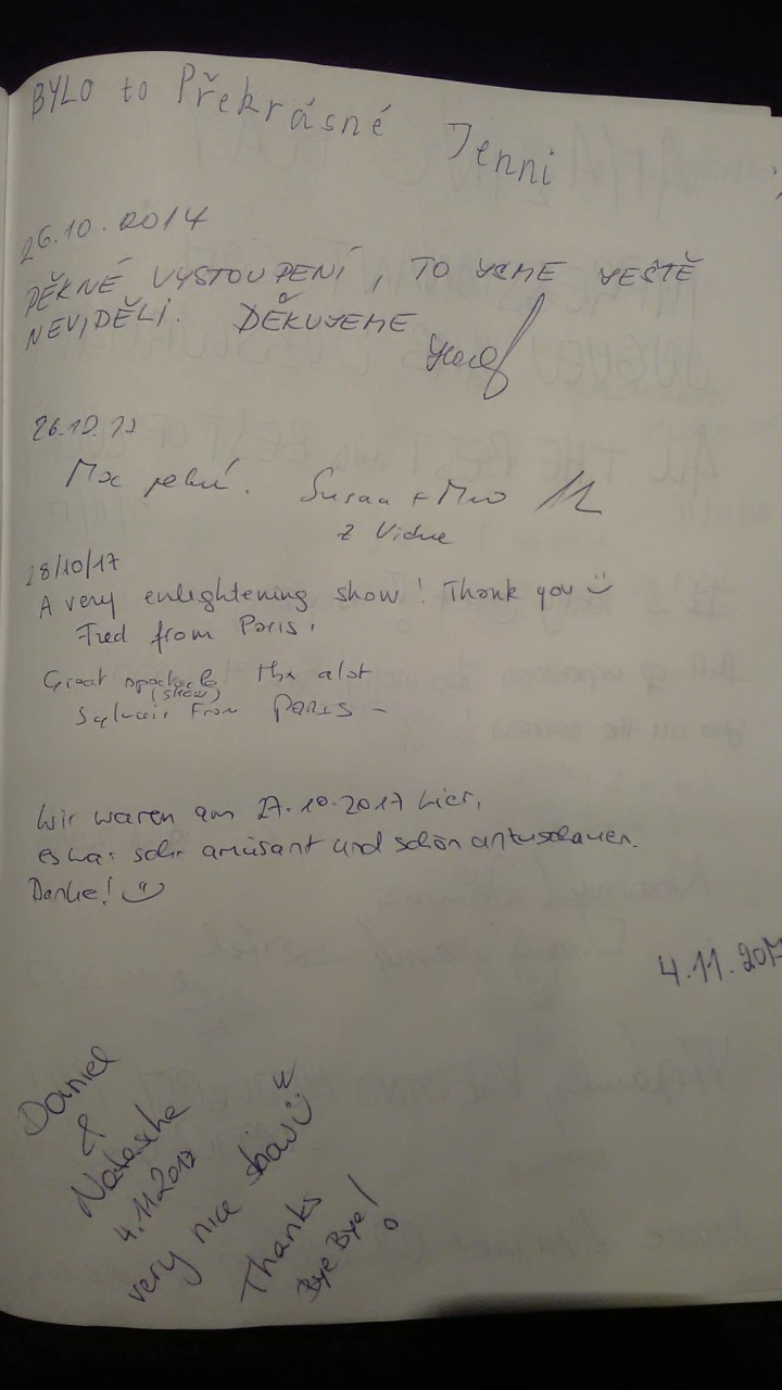 Black light theatre guestbook